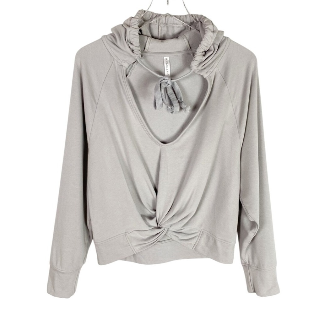 Fabletics Sydney Twist Front Grey Scoop Neck Hoodie Small‎